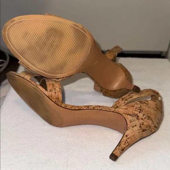 Coach and Four Tan Cork Heeled Sandals - Picture 4 of 5